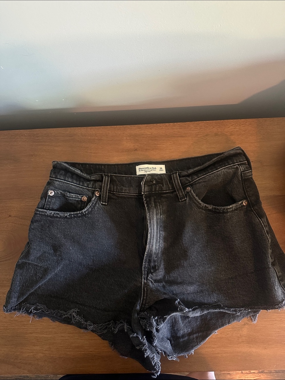 Abercrombie & Fitch Black Washed Denim Cutoff Shorts